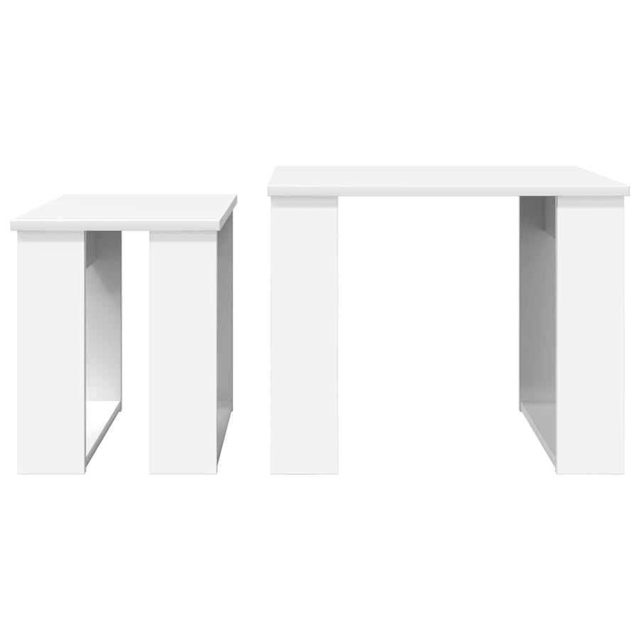Koffietafel Set 2 pcs Wit Bewerkt hout