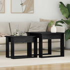 Koffietafel set 2 stuks zwart eiken 50x52x42 cm