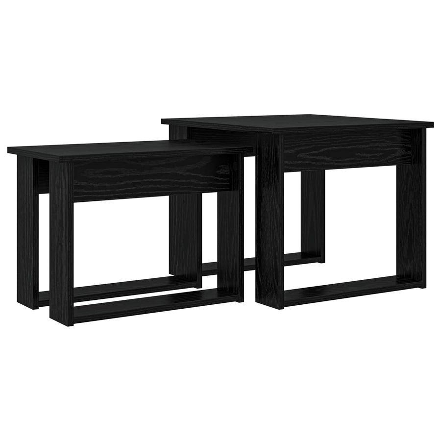 Koffietafel Set 2 pcs Zwart Eiken Bewerkt hout