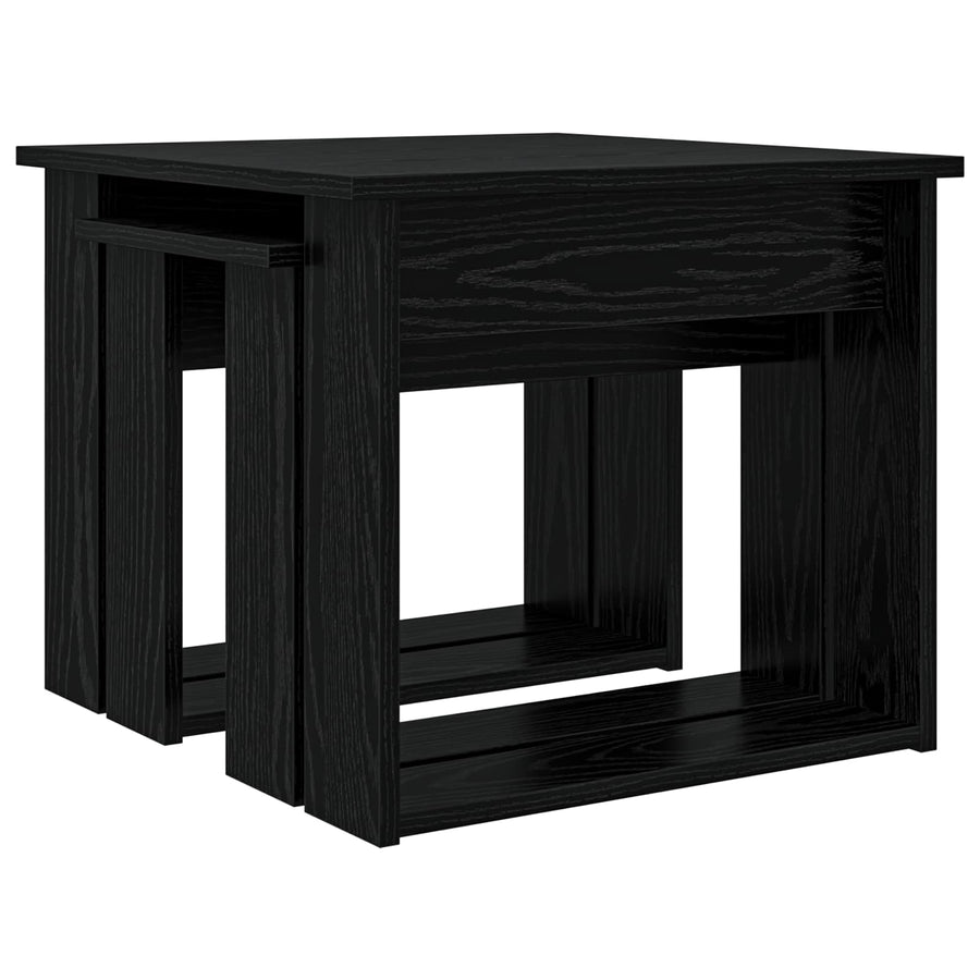 Koffietafel Set 2 pcs Zwart Eiken Bewerkt hout