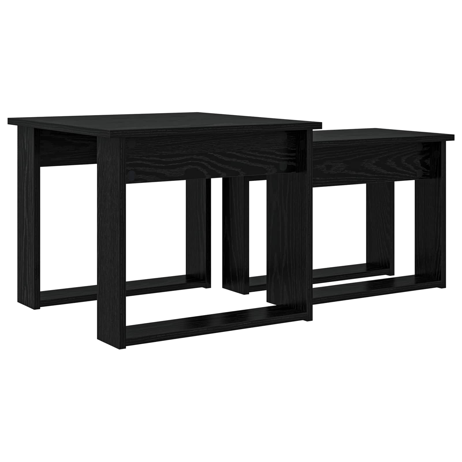 Koffietafel Set 2 pcs Zwart Eiken Bewerkt hout