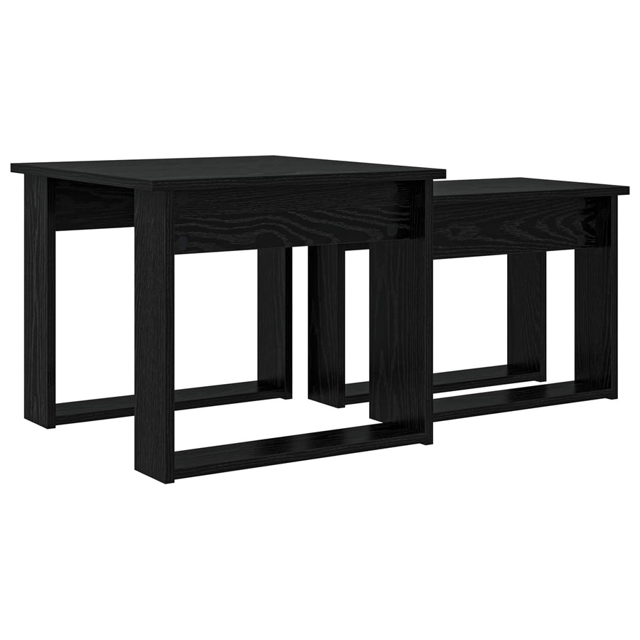 Koffietafel Set 2 pcs Zwart Eiken Bewerkt hout