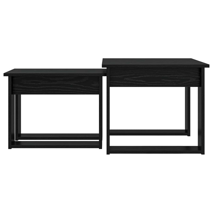 Koffietafel Set 2 pcs Zwart Eiken Bewerkt hout
