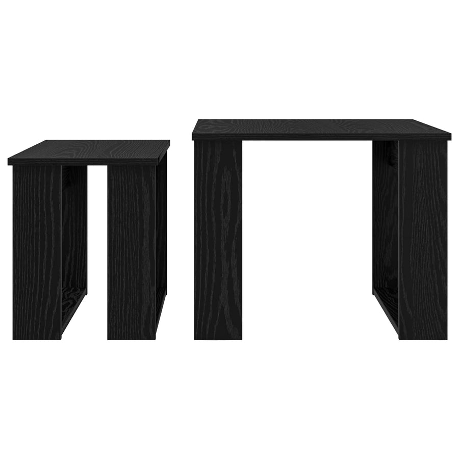 Koffietafel Set 2 pcs Zwart Eiken Bewerkt hout