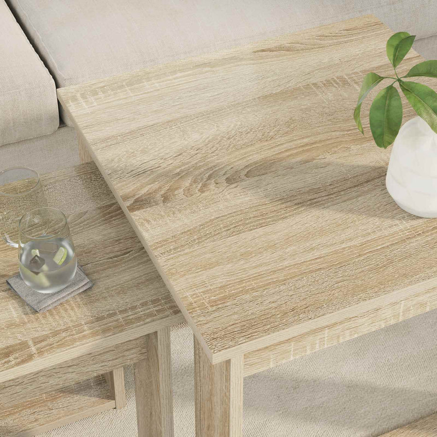 Koffietafel Set 2 pcs Sonoma Eiken Bewerkt hout