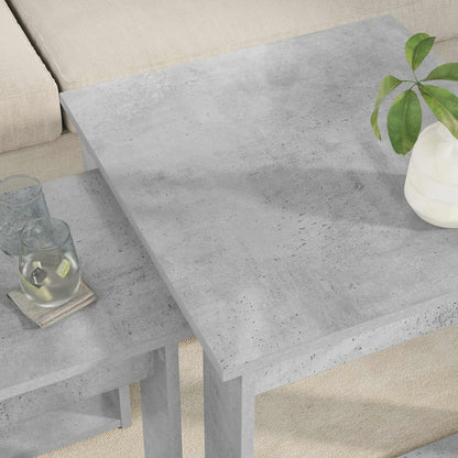 Koffietafel Set 2 pcs Beton Grijs Bewerkt hout