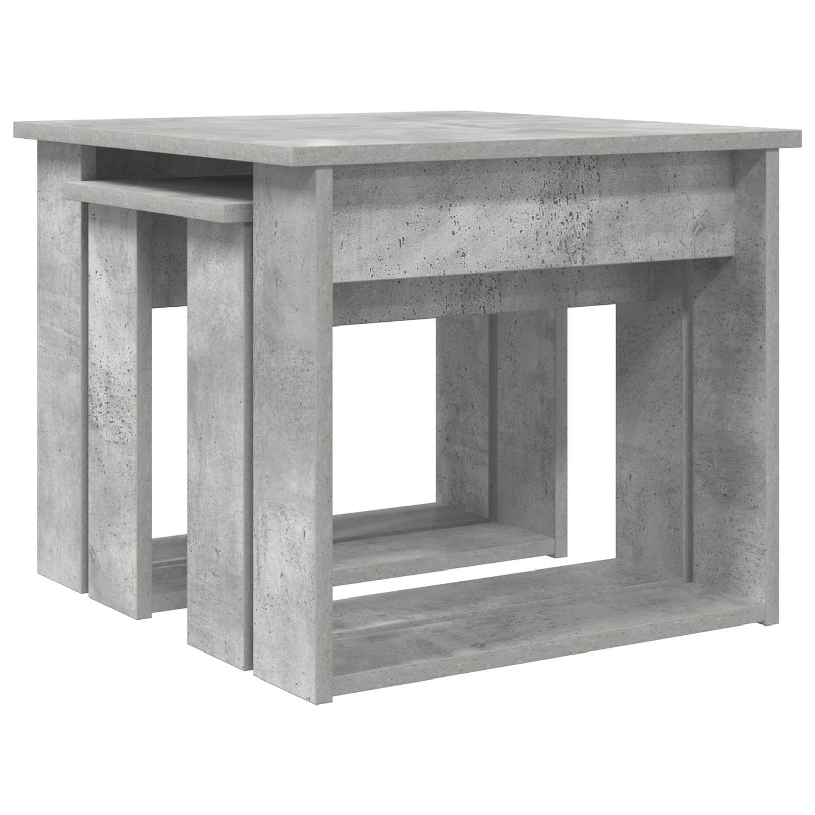 Koffietafel Set 2 pcs Beton Grijs Bewerkt hout