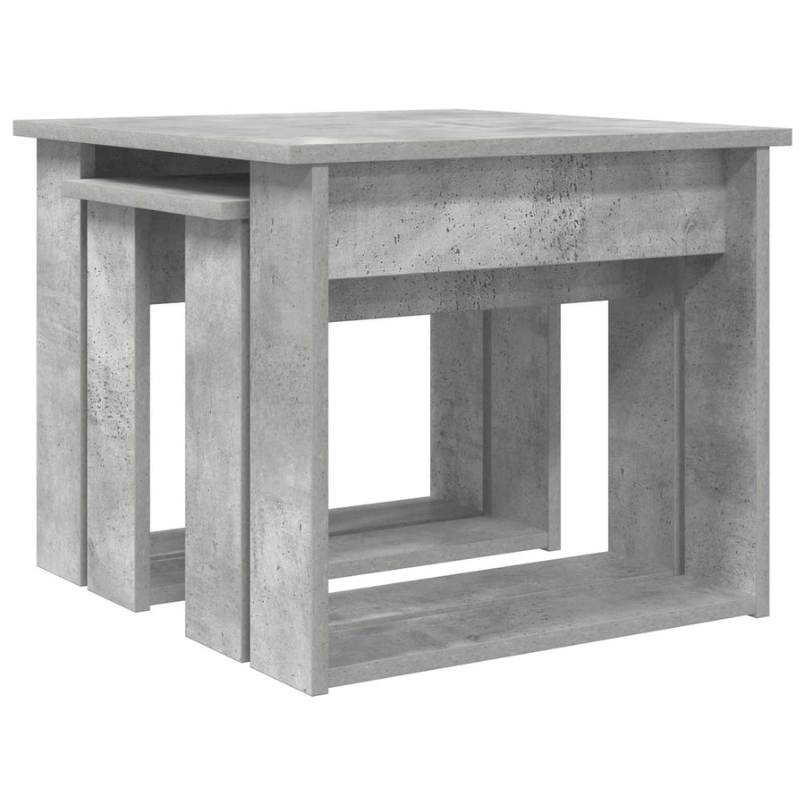 Koffietafel Set 2 pcs Beton Grijs Bewerkt hout