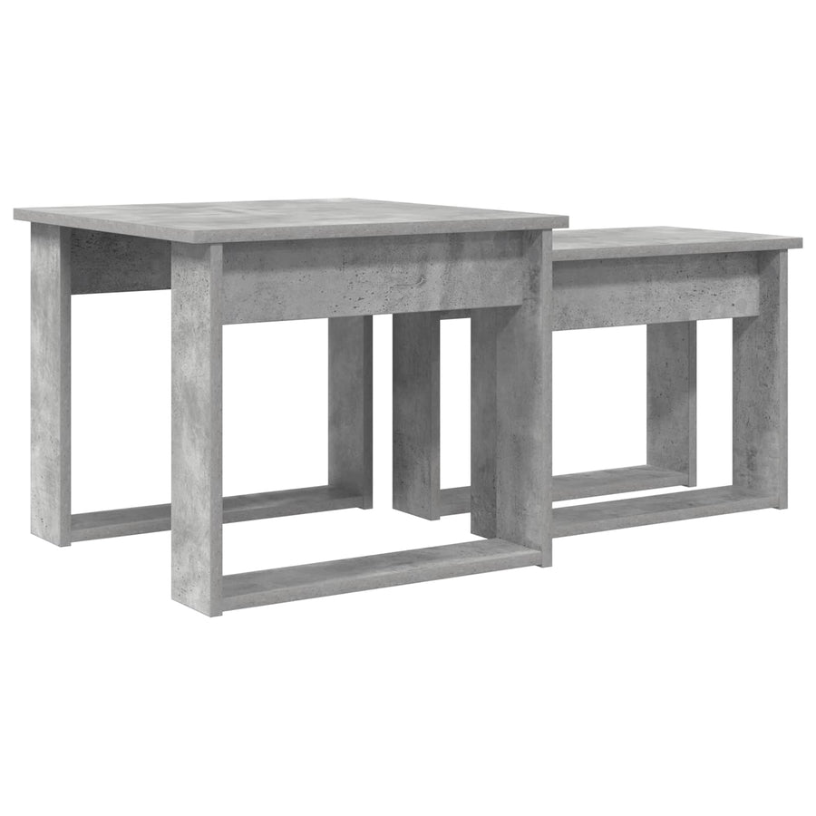 Koffietafel Set 2 pcs Beton Grijs Bewerkt hout