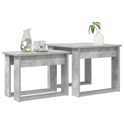 Koffietafel Set 2 pcs Beton Grijs Bewerkt hout