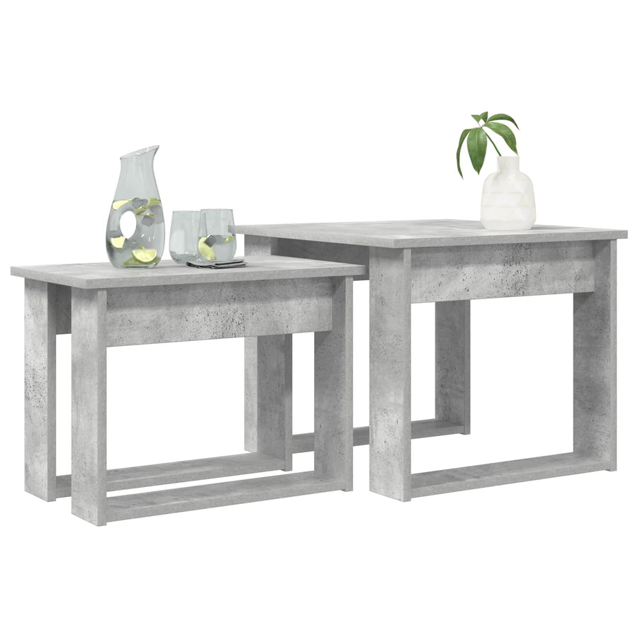 Koffietafel Set 2 pcs Beton Grijs Bewerkt hout