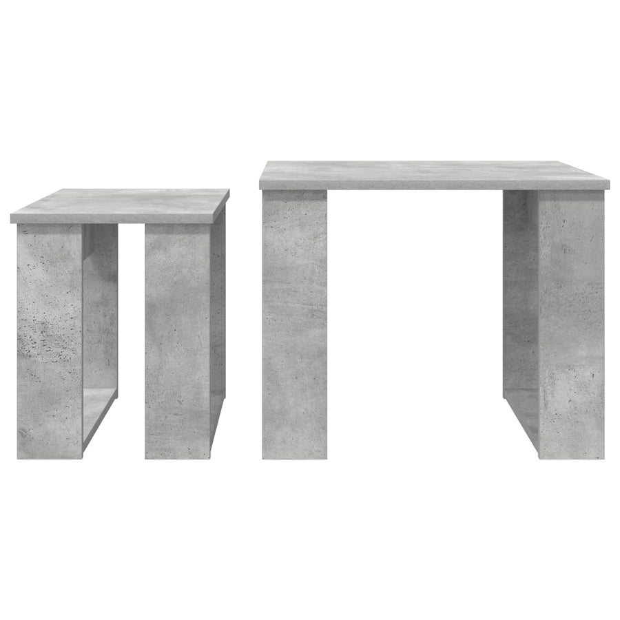 Koffietafel Set 2 pcs Beton Grijs Bewerkt hout