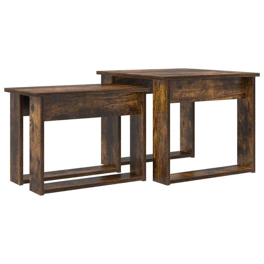 Koffietafel Set 2 pcs Gerookt eiken Bewerkt hout