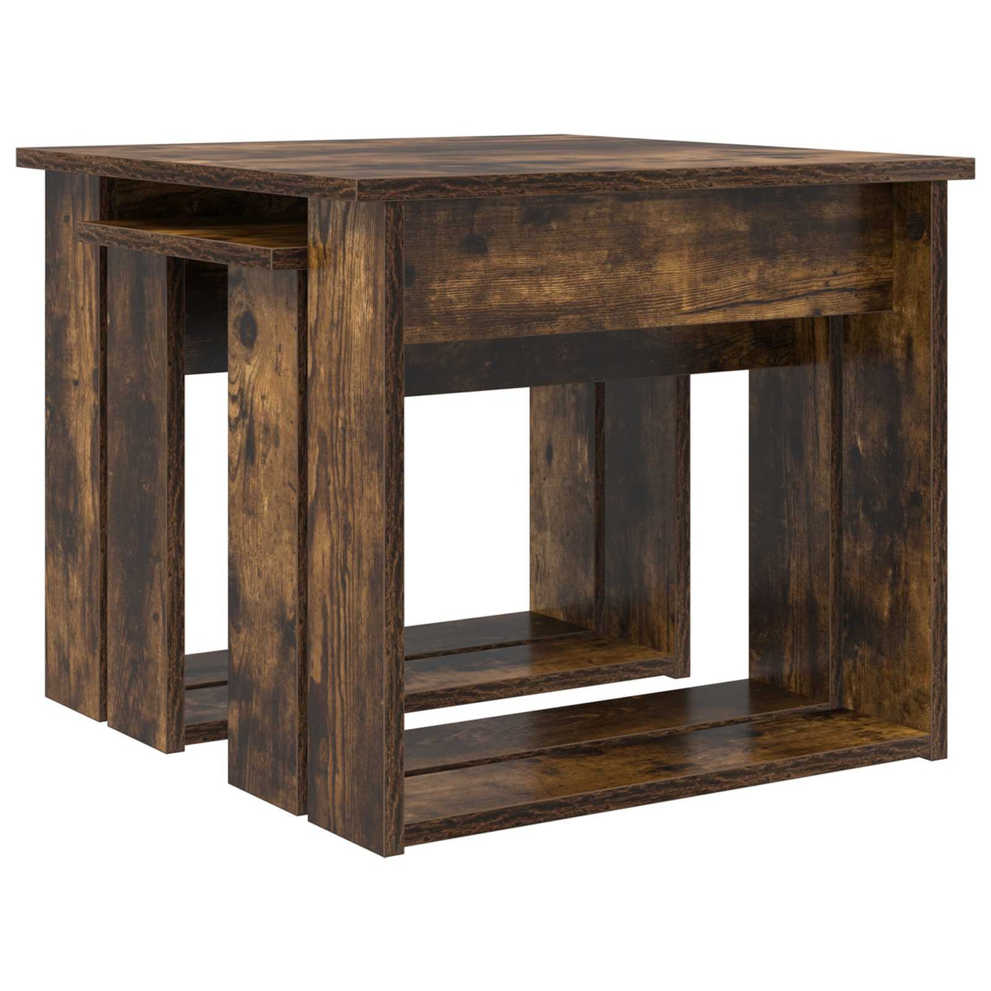 Koffietafel Set 2 pcs Gerookt eiken Bewerkt hout