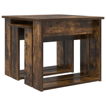 Koffietafel Set 2 pcs Gerookt eiken Bewerkt hout