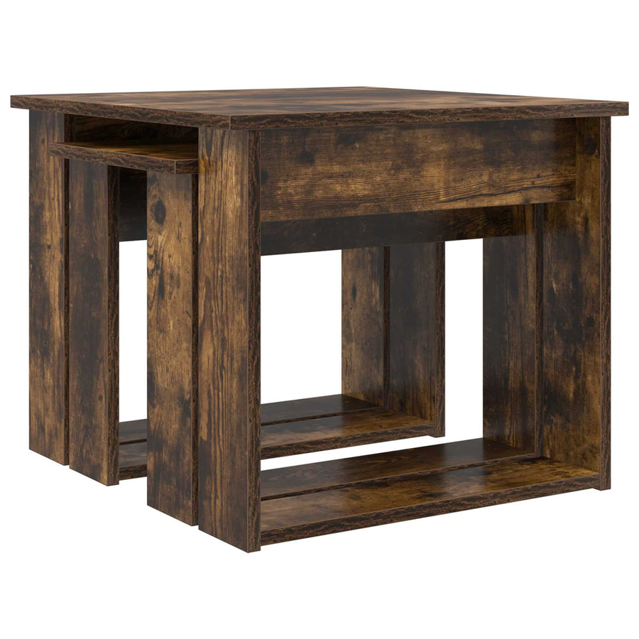Koffietafel Set 2 pcs Gerookt eiken Bewerkt hout