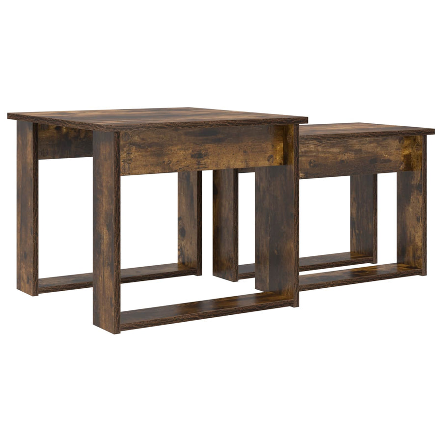 Koffietafel Set 2 pcs Gerookt eiken Bewerkt hout