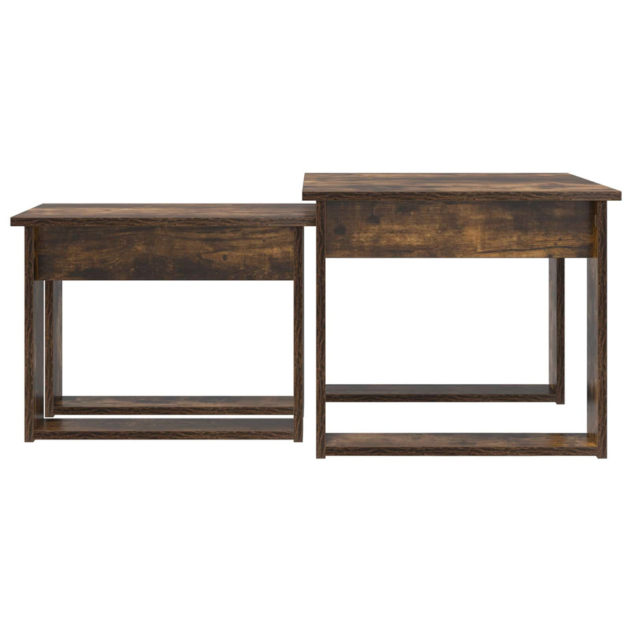 Koffietafel Set 2 pcs Gerookt eiken Bewerkt hout