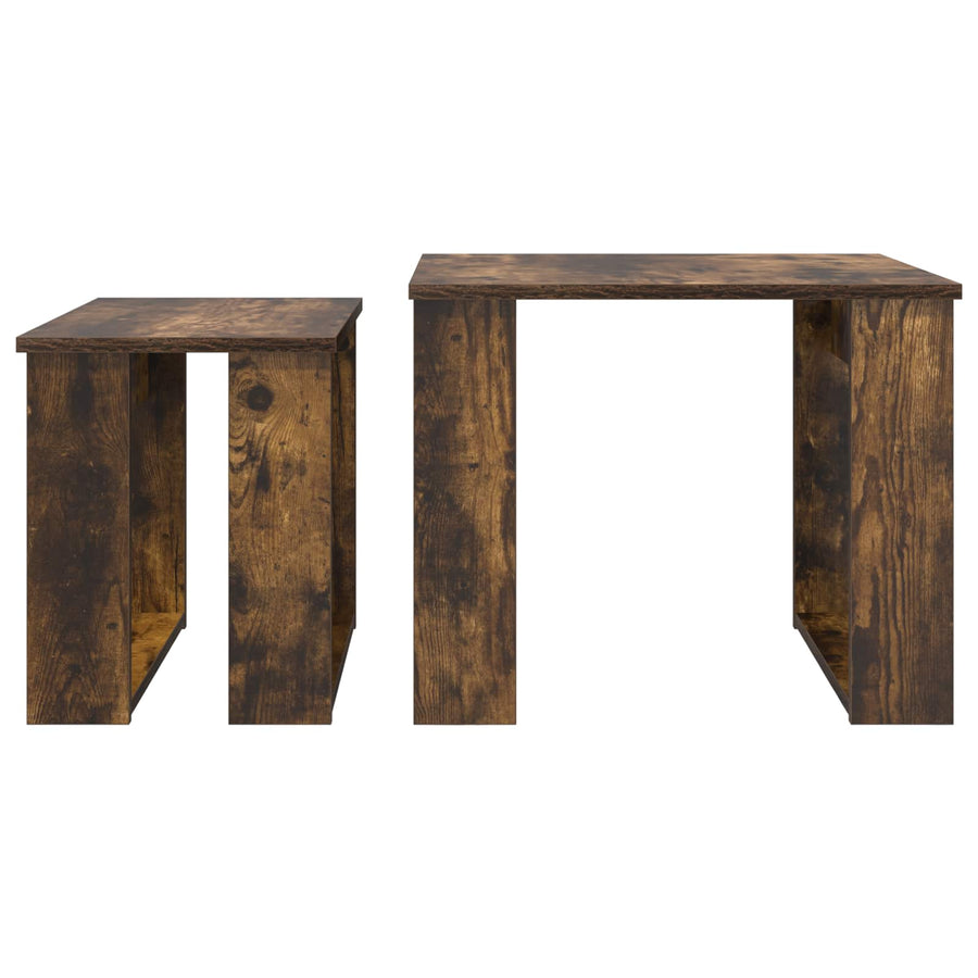 Koffietafel Set 2 pcs Gerookt eiken Bewerkt hout