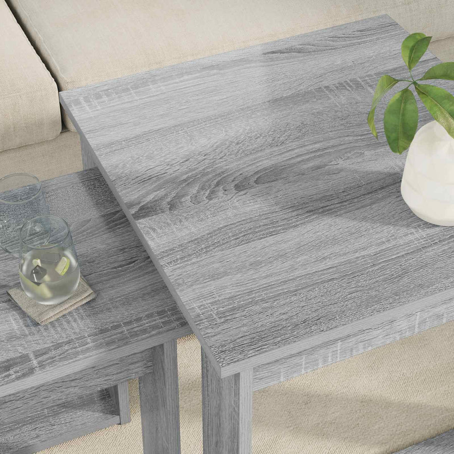 Koffietafel Set 2 pcs Grijs Sonoma Bewerkt hout