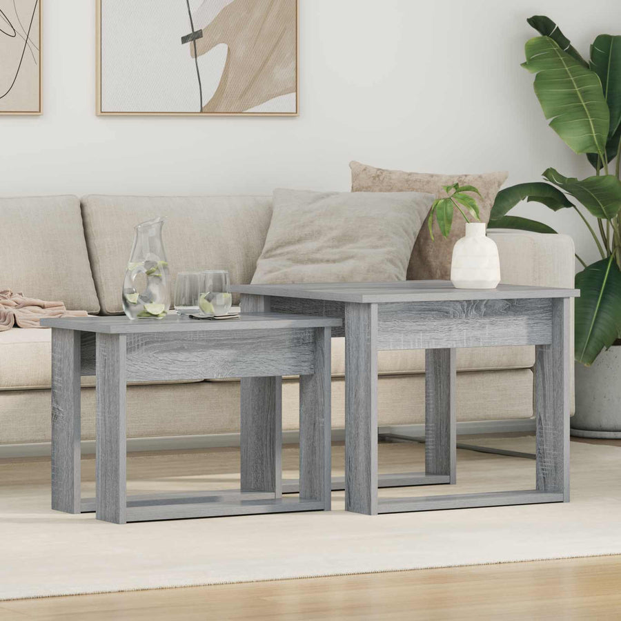 Koffietafel Set 2 pcs Grijs Sonoma Bewerkt hout