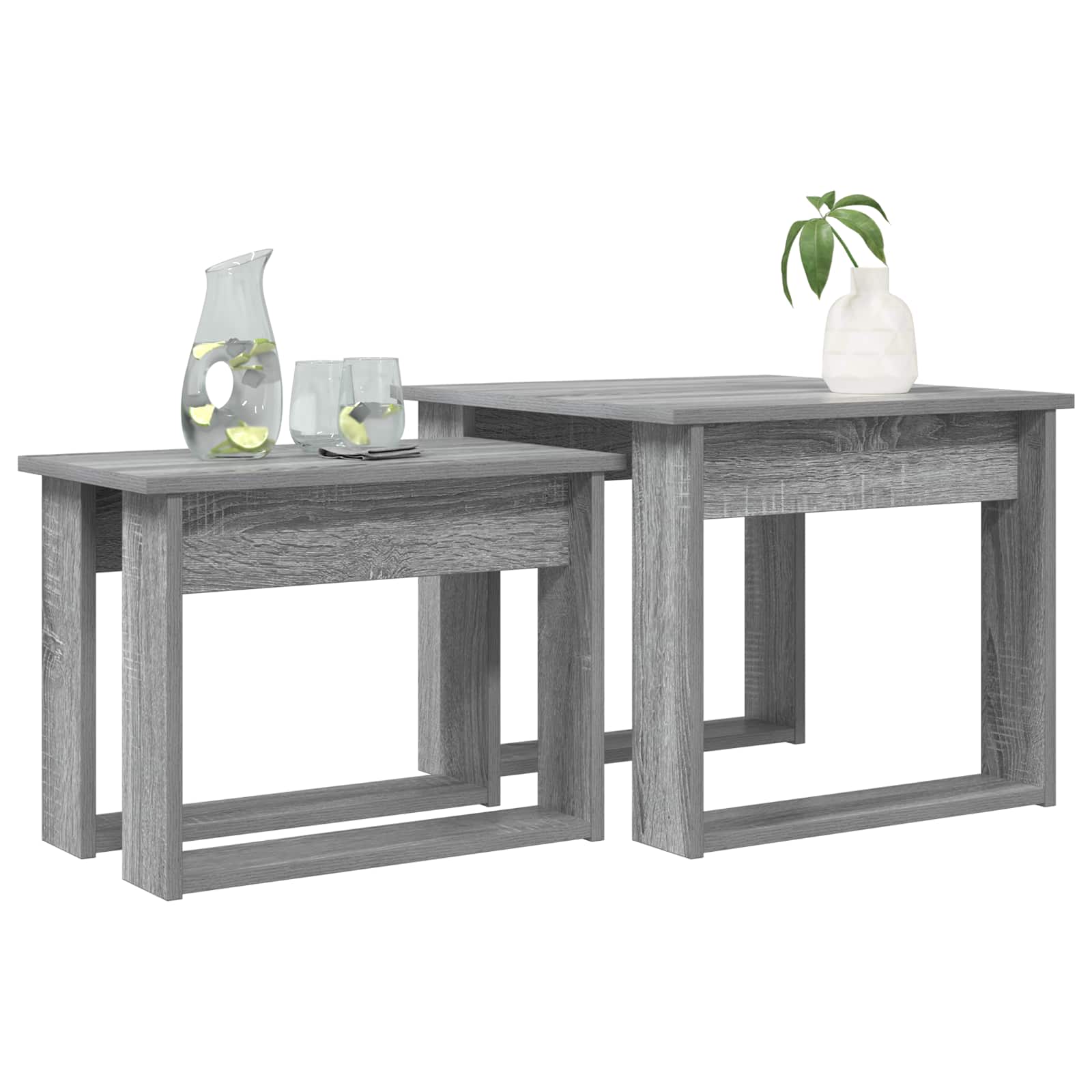 Koffietafel Set 2 pcs Grijs Sonoma Bewerkt hout