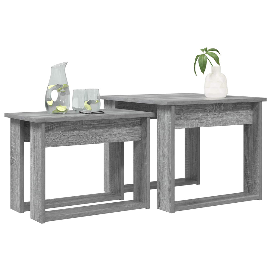 Koffietafel Set 2 pcs Grijs Sonoma Bewerkt hout