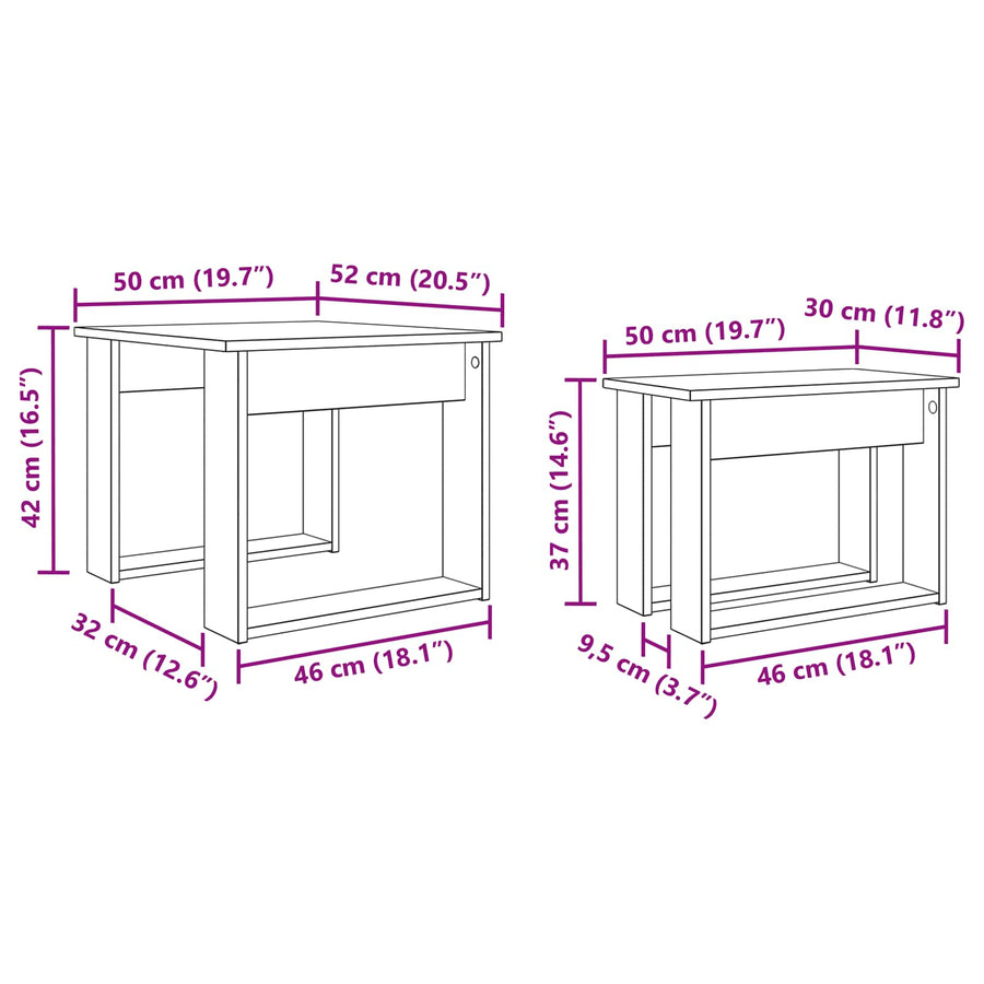 Koffietafel Set 2 pcs Grijs Sonoma Bewerkt hout