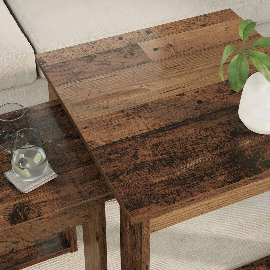 Koffietafel Set 2 pcs Oudhout Bewerkt hout