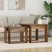 Koffietafel set 2 stuks bewerkt hout oudhout