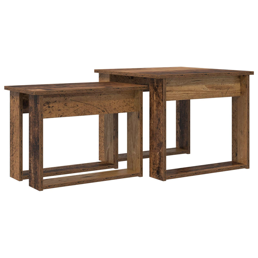 Koffietafel Set 2 pcs Oudhout Bewerkt hout