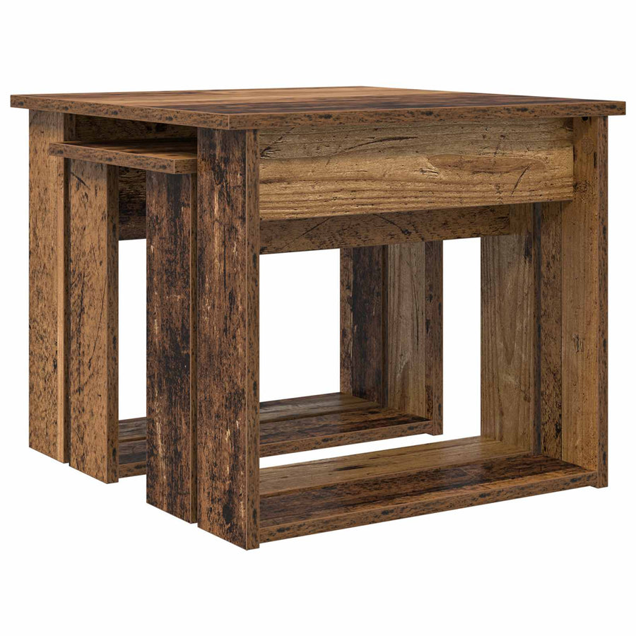 Koffietafel Set 2 pcs Oudhout Bewerkt hout