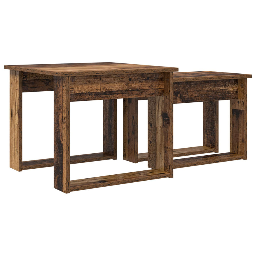Koffietafel Set 2 pcs Oudhout Bewerkt hout