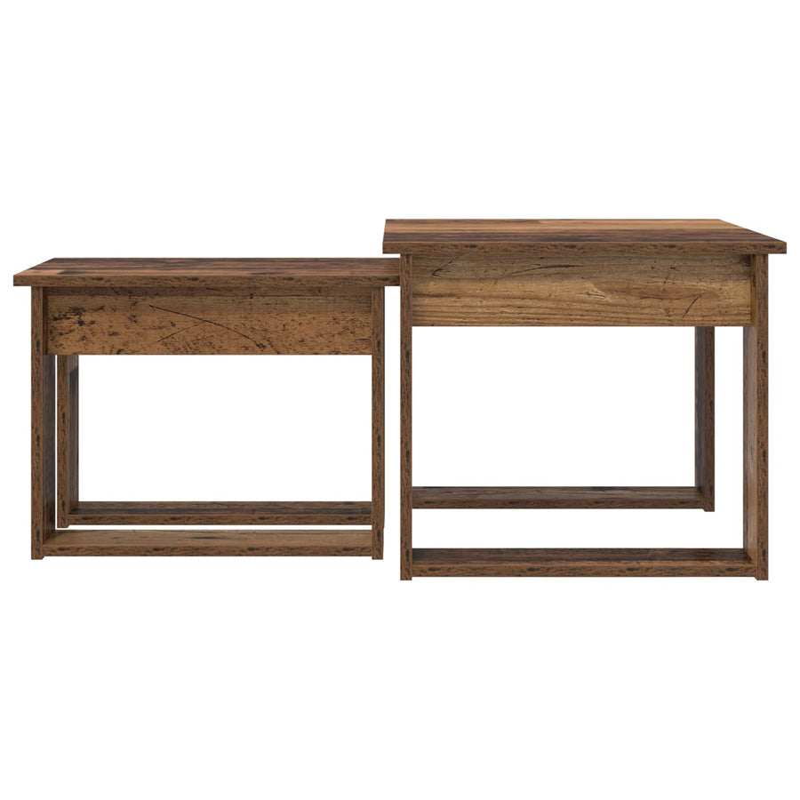 Koffietafel Set 2 pcs Oudhout Bewerkt hout