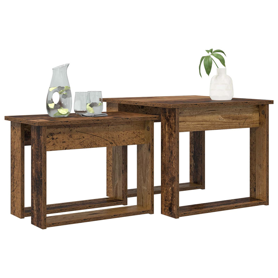 Koffietafel Set 2 pcs Oudhout Bewerkt hout