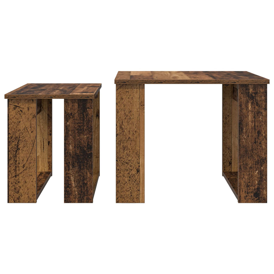 Koffietafel Set 2 pcs Oudhout Bewerkt hout