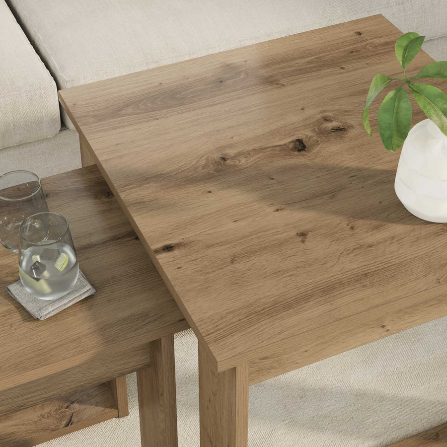 Koffietafel Set 2 pcs Artisan Eiken Bewerkt hout
