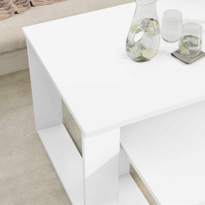 Koffietafel Set 2 pcs Wit Bewerkt hout