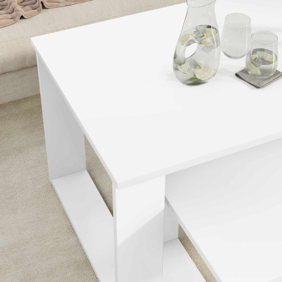 Koffietafel Set 2 pcs Wit Bewerkt hout