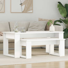 Koffietafel Set 2 pcs Wit Bewerkt hout