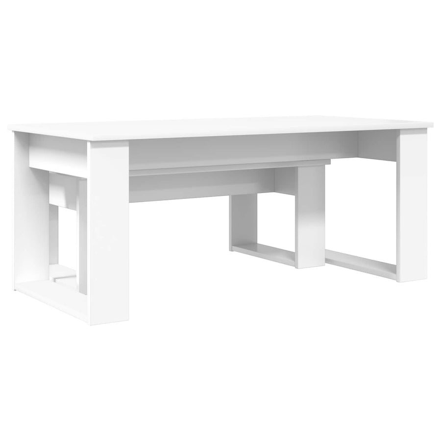 Koffietafel Set 2 pcs Wit Bewerkt hout