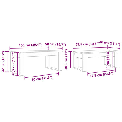 Koffietafel Set 2 pcs Wit Bewerkt hout