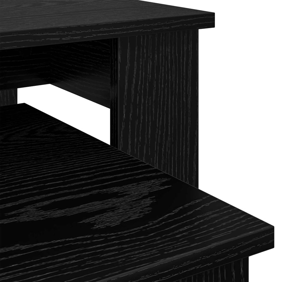 Koffietafel Set 2 pcs Zwart Eiken Bewerkt hout