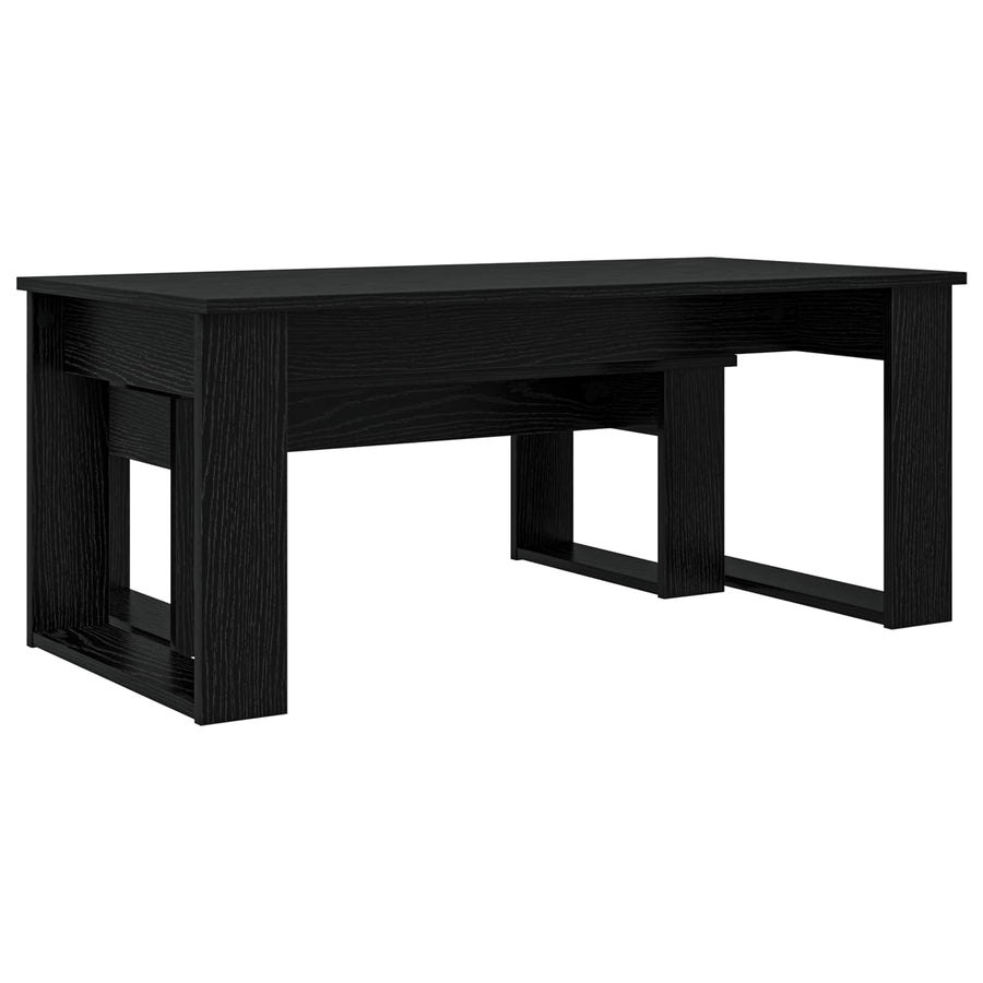 Koffietafel Set 2 pcs Zwart Eiken Bewerkt hout