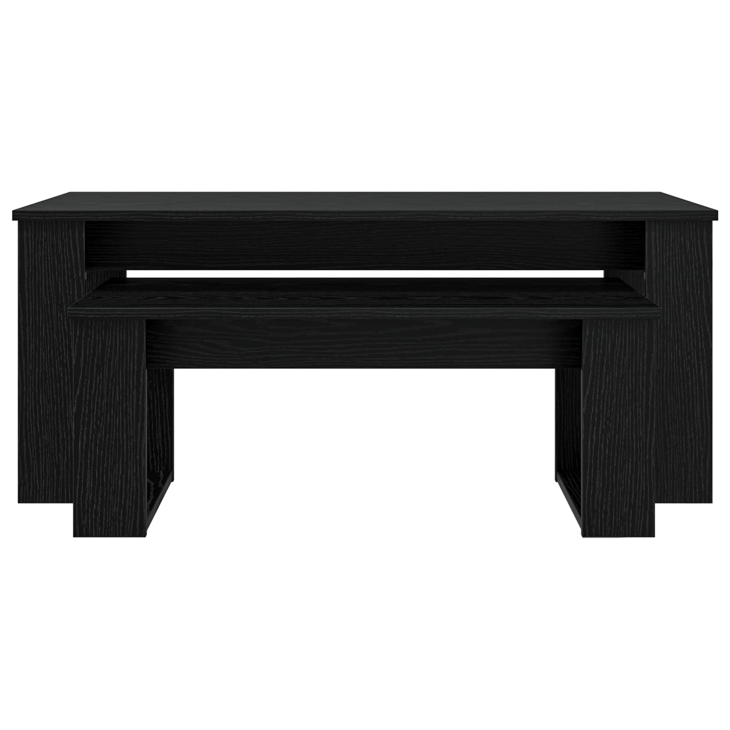 Koffietafel Set 2 pcs Zwart Eiken Bewerkt hout
