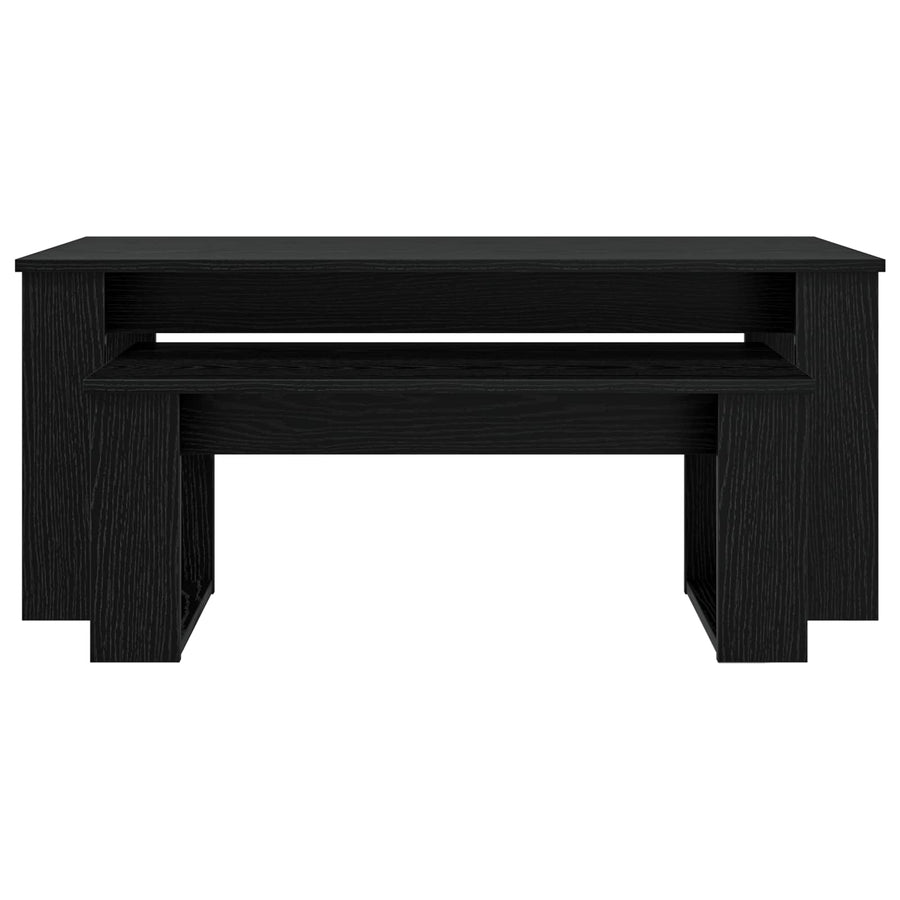 Koffietafel Set 2 pcs Zwart Eiken Bewerkt hout