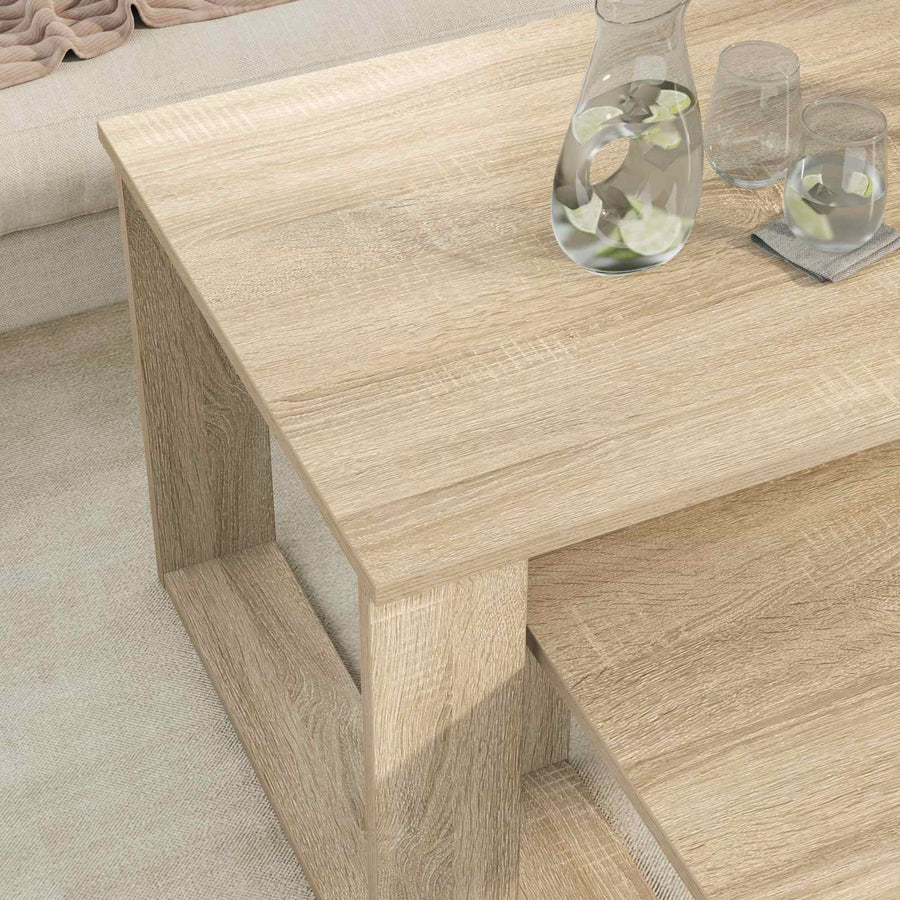 Koffietafel Set 2 pcs Sonoma Eiken Bewerkt hout