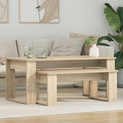 Koffietafel set 2 stuks 100x50x42 cm bewerkt hout