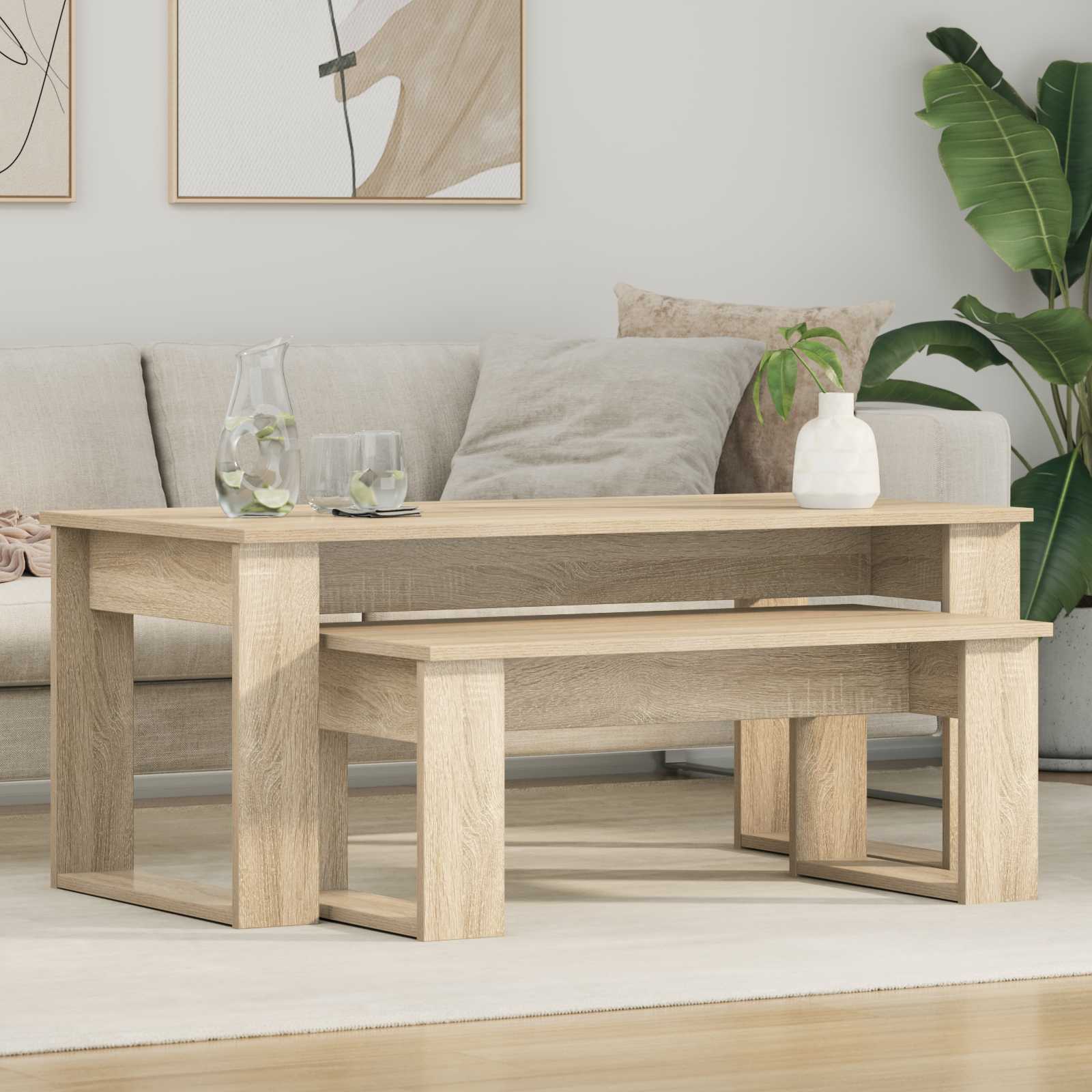 Koffietafel Set 2 pcs Sonoma Eiken Bewerkt hout