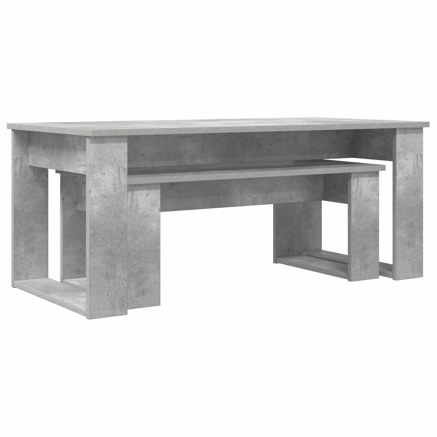 Koffietafel Set 2 pcs Beton Grijs Bewerkt hout